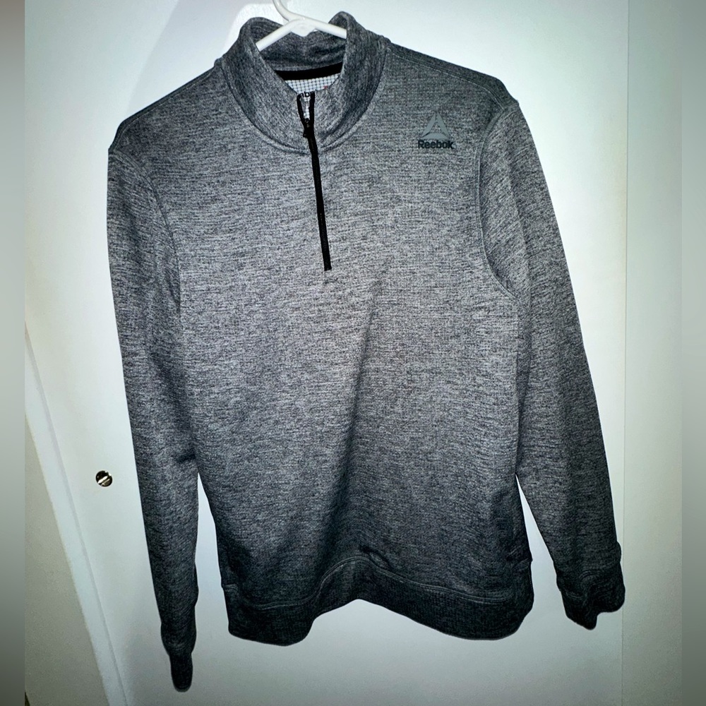 Grey Reebok half-zip sweater